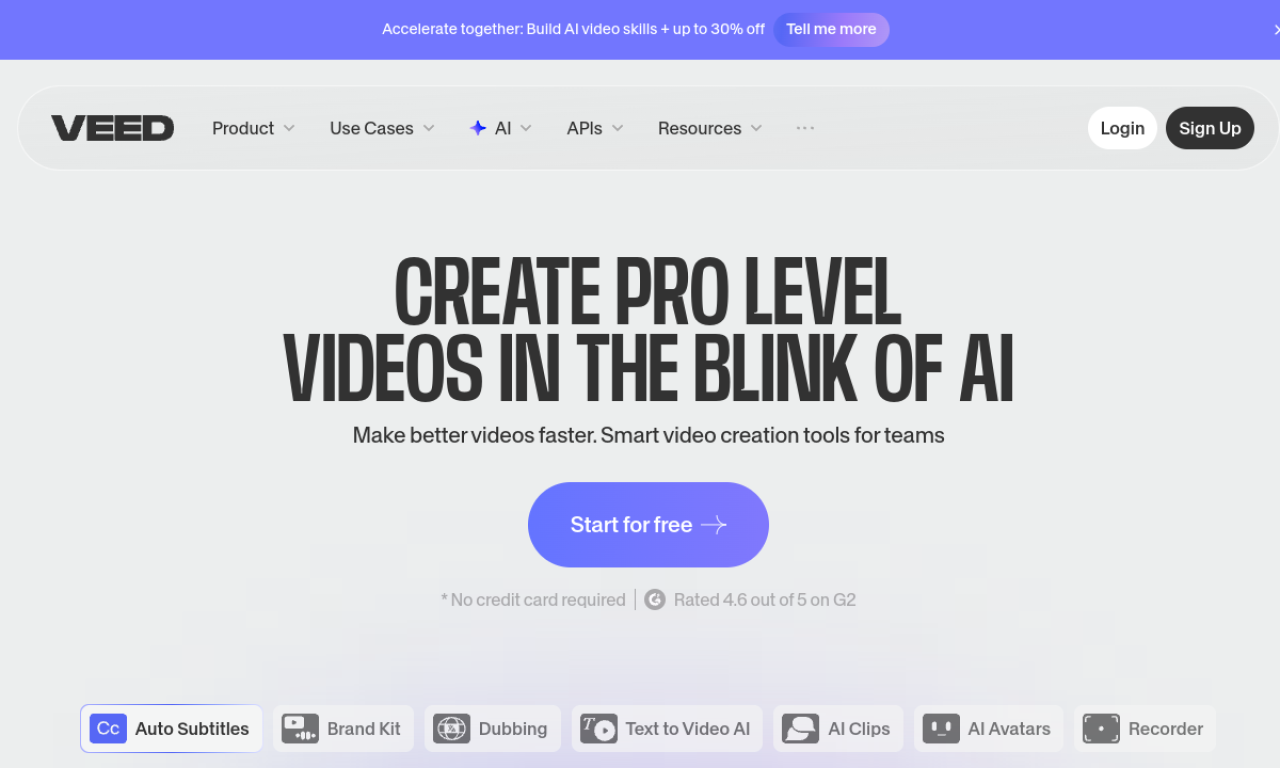 VEED dashboard screenshot — interface overview April 2026