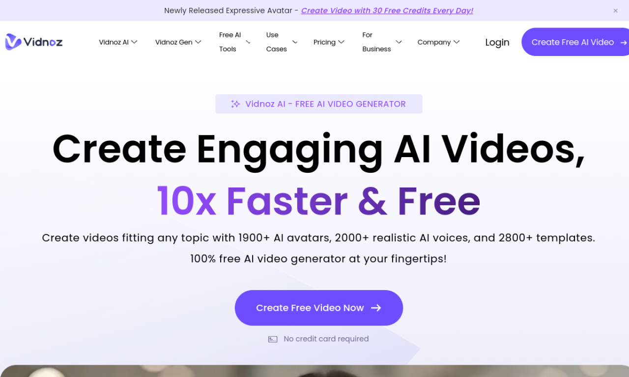 Vidnoz AI dashboard screenshot — interface overview April 2026